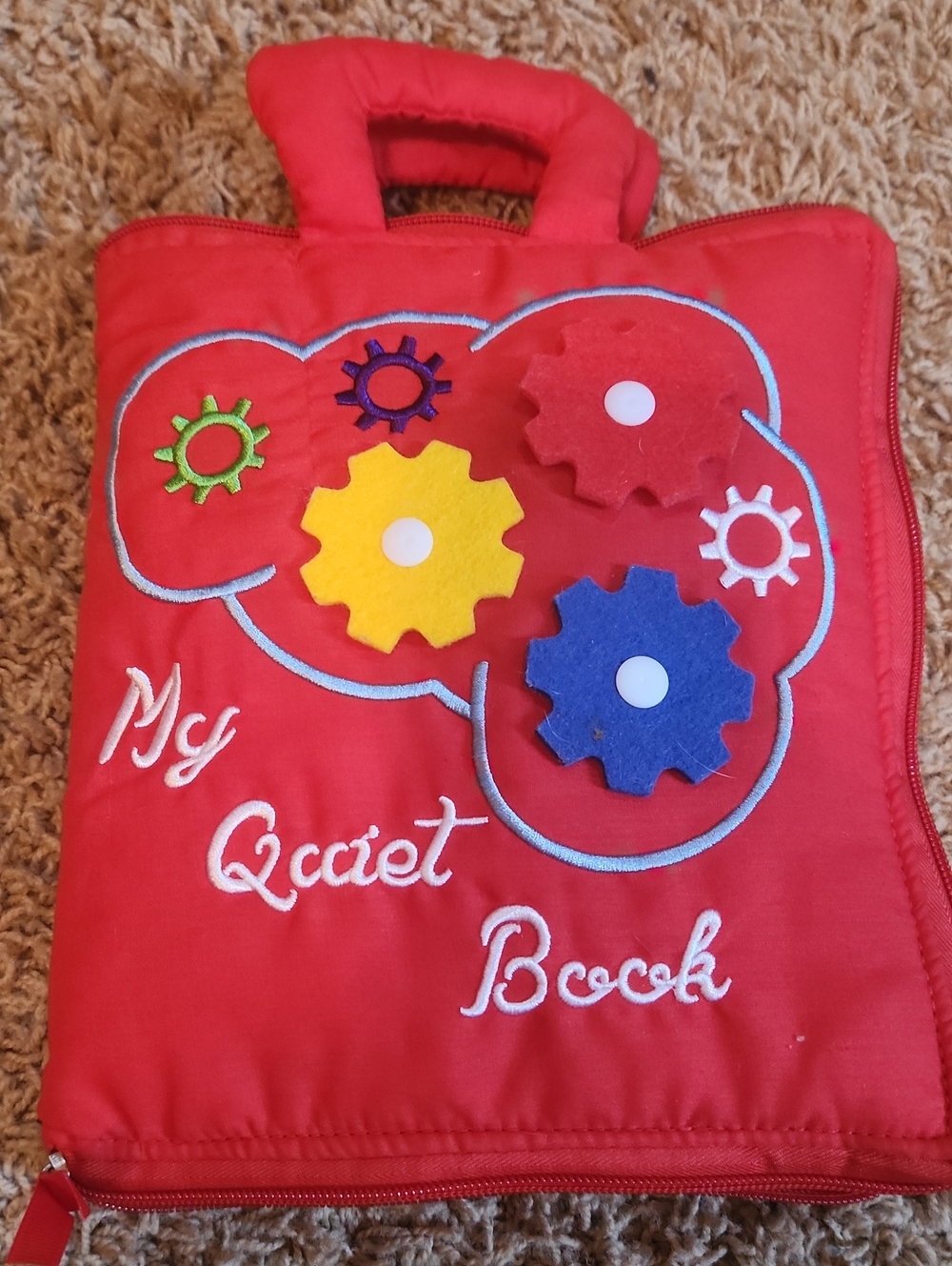 Red Interactive Quiet Book with Colorful Soft Interactive Pages